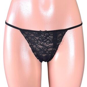 NWOT Victoria's Secret‎ Black Lace V-String Thong Panties Medium